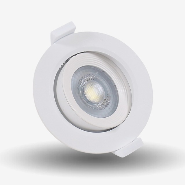 LED 다운라이트 3인치 원형 직회전 COB타입 7W 주백색 매입등