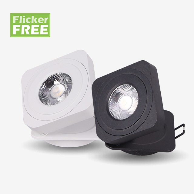 LED 사각 컴팩트 3인치 플리커 프리 COB 반매입 8W