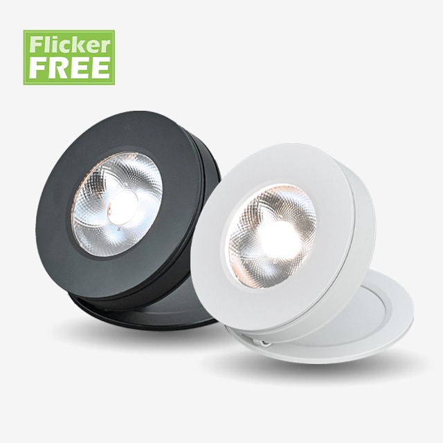 LED 원형 컴팩트 3인치 플리커 프리 COB 반매입 8W